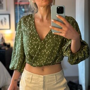 Green Wrap Blouse